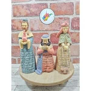 2002 Enesco Foundations Thoughts to Build On Karen Hahn Nativity 3 Wiseman Set
